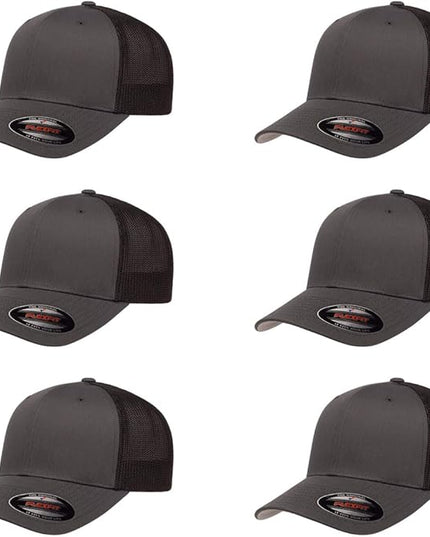 Flexfit 6511 Fitted Mid-Profile Stretchable Mesh Panels Trucker Cap | Bulk Pack Available