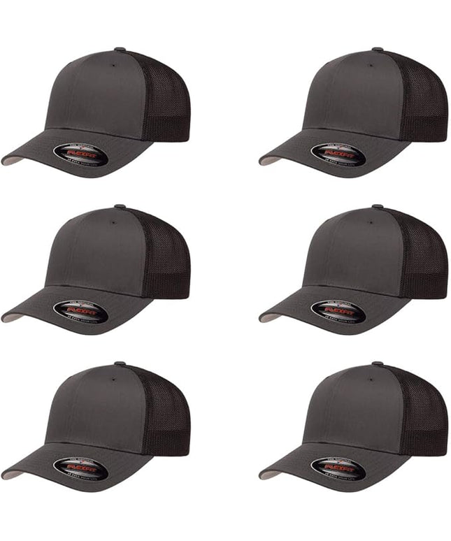 Flexfit 6511 Fitted Mid-Profile Stretchable Mesh Panels Trucker Cap | Bulk Pack Available