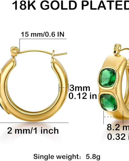18K Gold Plated Chunky Hoop Earrings for Women Fashion Thick Gold Hoops Set Jewelry for Birthday Christmas Gifts