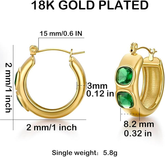 18K Gold Plated Chunky Hoop Earrings for Women Fashion Thick Gold Hoops Set Jewelry for Birthday Christmas Gifts