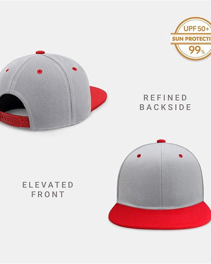 CHOK.LIDS Flat Bill Visor Classic Snapback Hat Blank Adjustable Brim High Top End Trendy Color Style Plain Tone Baseball Cap