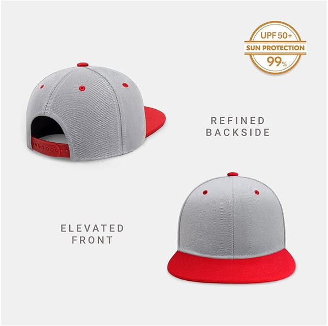 CHOK.LIDS Flat Bill Visor Classic Snapback Hat Blank Adjustable Brim High Top End Trendy Color Style Plain Tone Baseball Cap