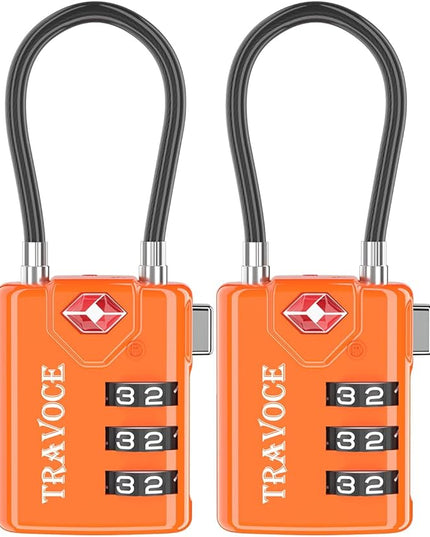 TSA Approved Luggage Locks, Travel Locks Which Also Work Great as Gym Locks, Toolbox Lock, Backpack and More, Orange 2 Pack