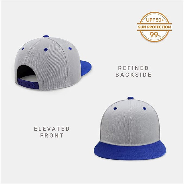CHOK.LIDS Flat Bill Visor Classic Snapback Hat Blank Adjustable Brim High Top End Trendy Color Style Plain Tone Baseball Cap