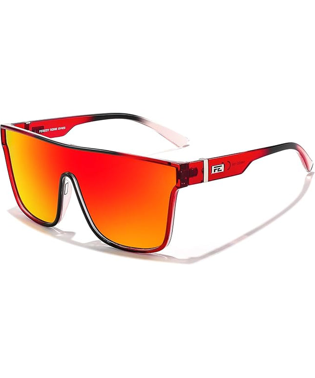 FEISEDY Sunglasses for Women Men, Fashion Mirrored Single Lens, Driving Beach Sunnies UV400 Shades B2996