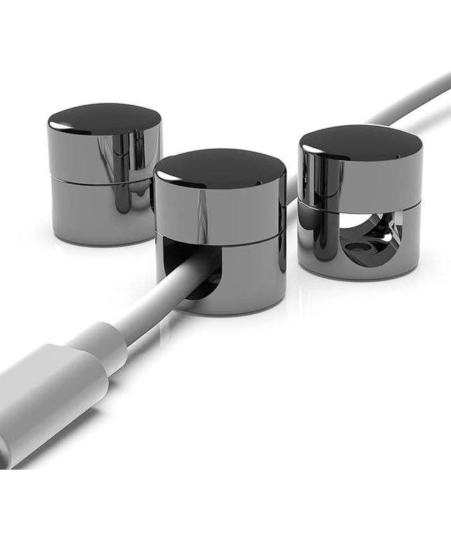 Cable Anchors for Desk Organization Gun Metal | Premium Aluminum Cord Organizers | Charger + Cable Management Clips for Home & Office | Stylish, Sturdy, & Functional | (3 Pack)