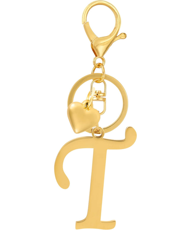 A-Z Heart Initial Letter Keychain, Stainless Steel Alphabet Charm for Handbags, Gift for Women and Girls