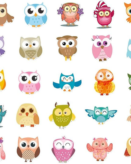 Colorful Cartoon Owl Vinyl Stickers, 50 PCS Waterproof Illustrated Bird Character Decals for Laptops, Scrapbooking, Journals, Notebooks, Water Bottles, Suitcases, Phones & DIY Decor