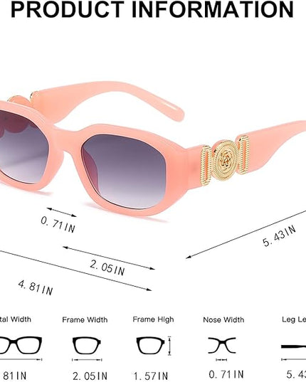 BUTABY Rectangle Sunglasses for Women Retro Driving Glasses 90’s Vintage Fashion Irregular Frame UV400 Protection