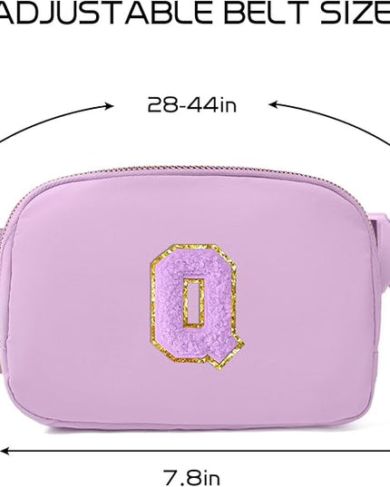 Gitus Gifts for 8 9 10 11 12 Year Old Girls Belt Bag Fanny Pack Crossbody Bags with Initial Letter Patch Cute Stuff Birthday Gifts for Teen Girls Women Personalized Trend Stuff (Lavender-Q)