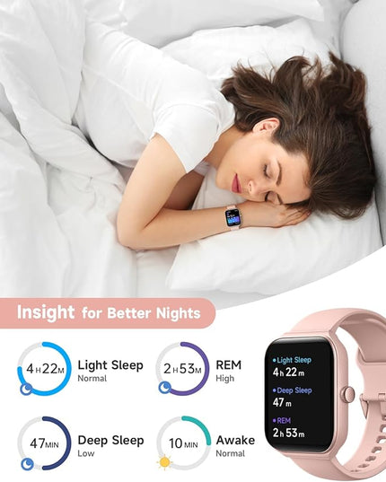 TOOBUR Smart Watch for Women Alexa Built-in, 1.95" Fitness Tracker with Answer/Make Calls, IP68 Waterproof/Heart Rate/Sleep Tracker/100 Sport Modes, Fitness Watch Compatible Android iOS
