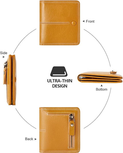 TFKGS Womens Wallet RFID wallet women small wallets woman Thin Credit Card Holder for women Bifold Compact Pocket Ladies Mini Slim wallet purse Vegan Leather Yellow