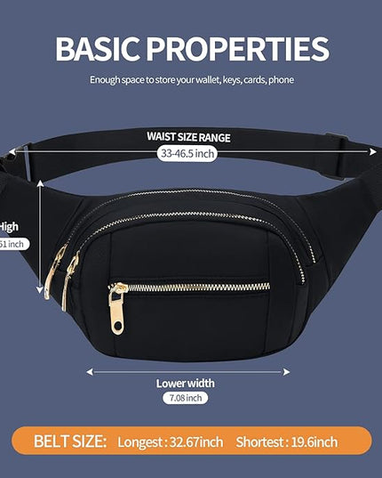 DAITET Crossbody Fanny Pack for Men&Women,Large Waist Bag & Hip Bum Bag with Adjustable Strap for Outdoors Workout Traveling Casual Running Hiking Cycling
