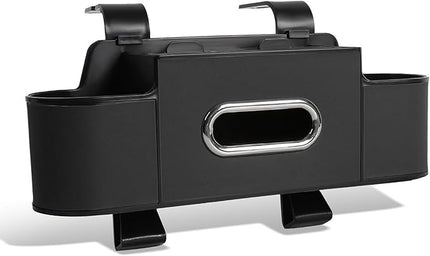 Car Organizer, 3-in-1 Backseat Car Organizer with Dual Cup Holders, Tissue Box & Phone Holder - Multifunctional Waterproof Storage for Daily Driving & Travel (Grey)
