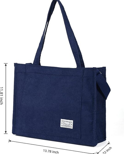Valleycomfy Corduroy Tote Bag for Women Travel Crossbody Bag Purse Women Shoulder Bags Work Handbags Everyday Hobo Bag