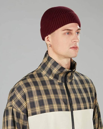 ROYBENS Swag Wool Knit Cuff Short Fisherman Beanie for Men Women, Winter Warm Hats