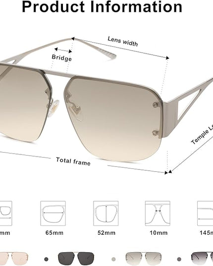 SOJOS Trendy Aviator Sunglasses Mens Womens Retro Metal Rimless Frame Shades Lentes De Sol Para Mujer SJ1192