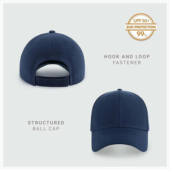 2-Pack Classic Structured Baseball Cap Adjustable Snapback Multipack Ball Caps for Custom Embroidery Running Workouts Outdoor