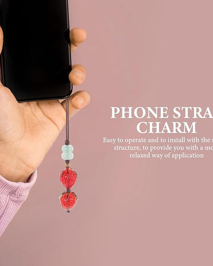 Beaded Strawberry Phone Charm Lanyard Cute Cellphone Chain Strap for Smartphones Cameras Key Fobs Wrist Hanging Accessory Easy to Install