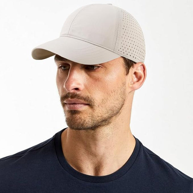 Xinveen Quick Dry Baseball Cap Curved Brim Snapback Hat Laser Cut Mesh Ball Cap Golf Ball Cap for Men Women
