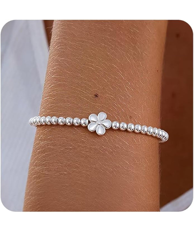 Gold Bracelets for Women 14K Gold Beaded Bracelets Stackable Bracelets for Women Gold Charm Bracelet Non Tarnish Gold Jewelry for Women Trendy