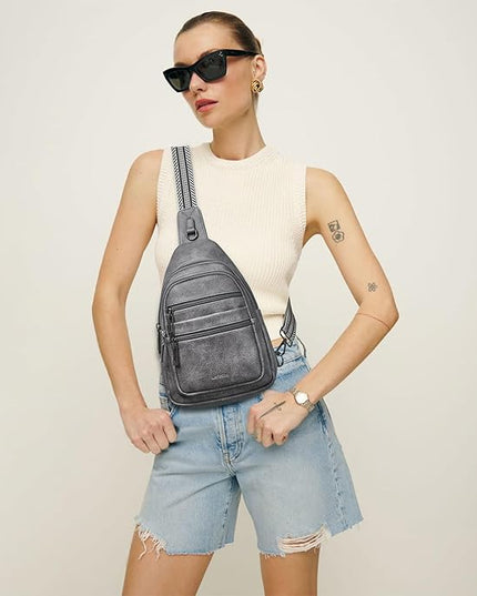 Sling Bag for Women Crossbody Bags Sling Purse Cross Body Backpack Vegan Leather Over Shoulder Bag Travel Dark Grey
