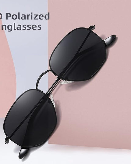 MEETSUN Polarized Hexagon Sunglasses for Women Men Polygon Square Sun Glasses UV400 Protection Metal Frame