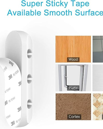 Cord/Cable Organizer White Cord Holder, Wire Organizer USB Cable Management Cord Keeper, 3 Packs Cable Clips for Car Home and Office (7, 5, 3 Slots)