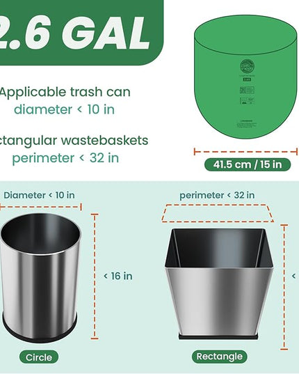 2.6 Gallon Compostable Trash Bags,240 Count Compost Trash Bags for Bedroom Kitchen Office Fit 10 Liter，Small Kitchen Food Scrap Waste Bags,ASTM D6400, US BPI & Europe OK compost HOME certified