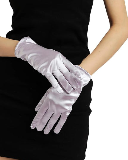 Sahabowi Satin Gloves Formal Bridal Banquet Party Wedding Opera Solid Colorful Mitten For Women