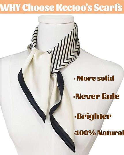 kcctoo 27.5" Mulberry Silk Feeling Head Scarf Women's Fashion Square Neck Satin Scarfs for Bag Hair Scarves Gift