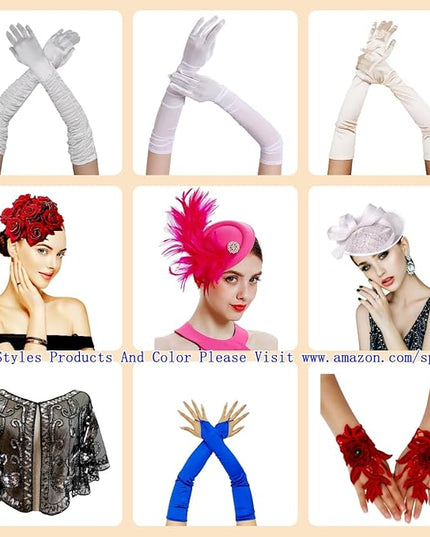 Specell Embroidered Flowers Lace Fingerless Gloves - for Bridal Wedding Cocktail Tea Party Evening Prom Costumes Cosplay
