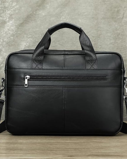 Genuine Leather Business Briefcase Laptop Handbag, Crossbody, Premium Quality, Spacious Design, Versatile Carrying Options