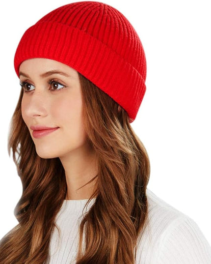 ROYBENS 2 Pack Wool Fisherman Beanies for Men, Knit Short Watch Cap Winter Warm Hats