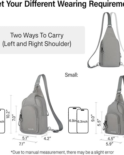 Hanke Crossbody Sling Bag for Women Men, Small & Large Casual Cross Body Sling Bags, Chest Bag for Outdoor Hiking Travel