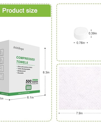 Compressed Towel Camping Hiking Travel Reusable Clean Towels Coin Tissues Bulk Pack 500Count