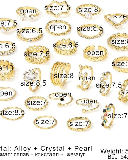 KISS WIFE Goldenen Silvery Black Kunckle Rings Set for Women, Dainty Simple Trendy Cute Stackable Finger Rings Pack, Perfect for Stacking Layering on Thumb and Knuckle, Mixed Size, Jewelry Gift