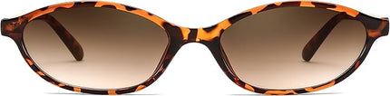 FEISEDY Retro Oval Cat Eye Sunglasses for Women 90s Narrow Lightweight Shades Y2k Trendy Sunnies B0257