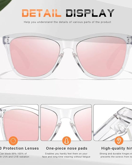 DANAMY Sunglasses Womens Polarized Sunglasses for Women Trendy Designer Mirrored UV400 Protection Sun Glasses