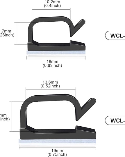 XHF 3/4” Adhesive Cable Wire Clips Black120pcs, Cable Staples Outdoor Cable Management Wire Organizer Cord Holder for Under Desk, Car, Wall, TV PC Ethernet Cable