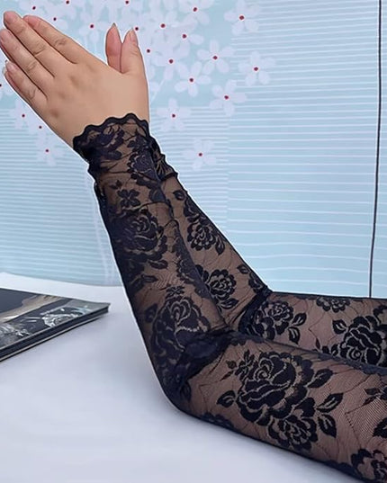 Women's Short Lace Gloves Fingerless for Driving Wedding Wrist Length Bridal Prom Gloves