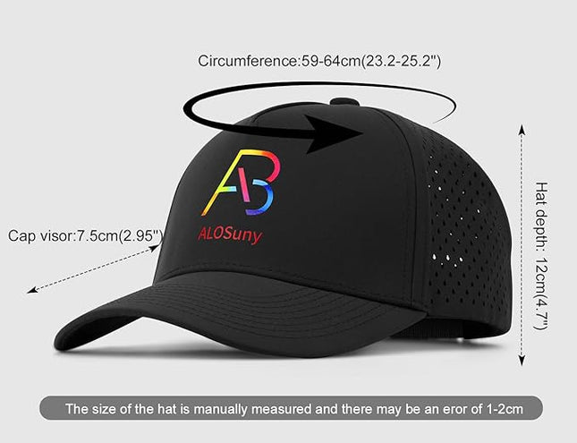 AB ALOSUNY Men Adjustable Baseball Cap with Curved Breathable Quick-Drying Laser-Cut Mesh Back Closure Hat