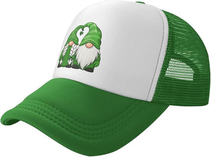 St Patricks Day Lucky Shamrock Hat, Green Clover Baseball Cap for Men Women,Fashion Adjustable Mesh Trucker Hat