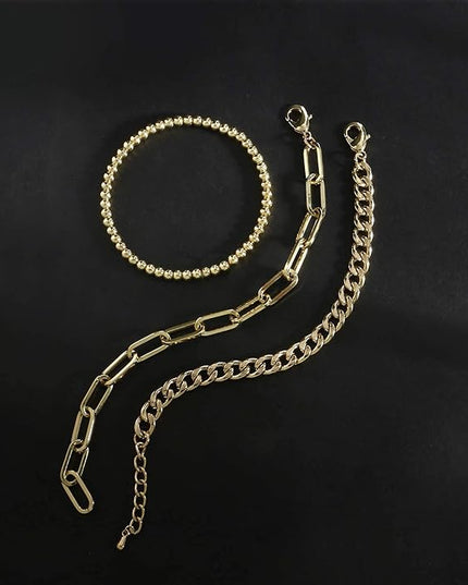 Waterproof Gold Chain Bracelet For Women Non Tarnish,14K Gold Plated Link Dainty Bracelets Stake Layered Bracelet Set Hypoallergen Gold Jewelry