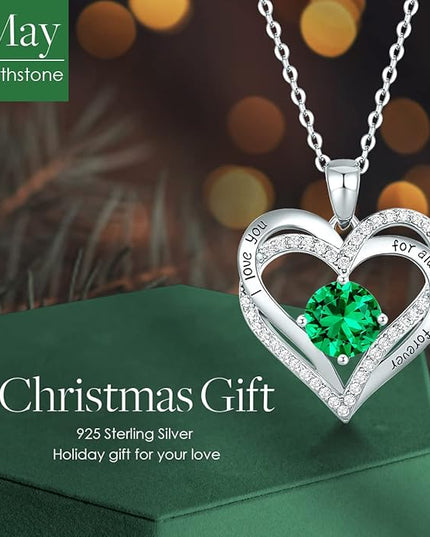CDE Forever Love Heart Necklaces for Women, Wedding Anniversary, Birthday Mothers Day Christmas Day Gifts for Mom, Mother, Wife, friend, S925 Silver Jewelry with Birthstone Pendant
