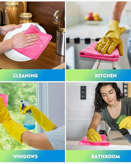HOMEXCEL Microfiber Cleaning Cloth 20 Pack 11.5 x 11.5 Inch Microfiber Towels for Cars Ultra Absorbent Cleaning Rags Lint Free Cleaning Towels for Household Kitchen, Window Car Pink