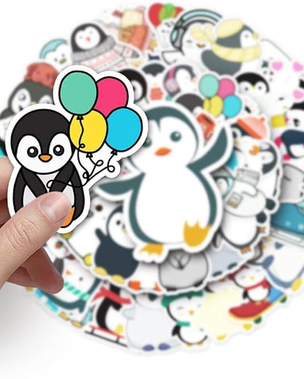 Cartoon Penguin Vinyl Stickers, 50 PCS Waterproof Animal Decals for Laptops, Scrapbooking, Notebooks, Water Bottles, Suitcases, Phones & DIY Decor