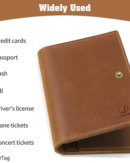 Jack&Chris Genuine Leather Passport Holder For Travel, RFID Blocking Handmade Passport Holder with Card Case Organized & Safe, Quality Travel Essentials for Women and Men for Gifting, Light Brown