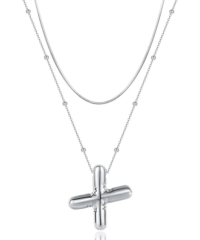 LUCA SMITH Initial Necklaces for Women, Dainty Balloon Bubble Letter, Name Letter Alphabet Pendant Layered Choker Chain Jewelry Gift