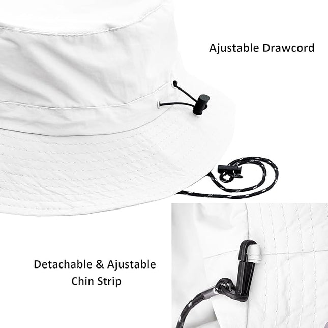 woogwin Waterproof Bucket Rain Hat with Chin Strap Quick Dry Packable Boonie Sun Hat Safari Hat UV Protection